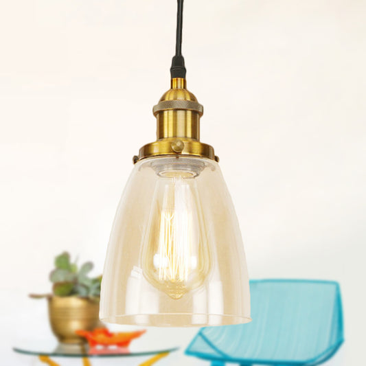 Brass/Copper 1 Light Pendant Ceiling Light Farmhouse Clear Glass Tapered Lighting Fixture Clearhalo 'Ceiling Lights' 'Glass shade' 'Glass' 'Industrial Pendants' 'Industrial' 'Middle Century Pendants' 'Pendant Lights' 'Pendants' 'Tiffany' Lighting' 250331