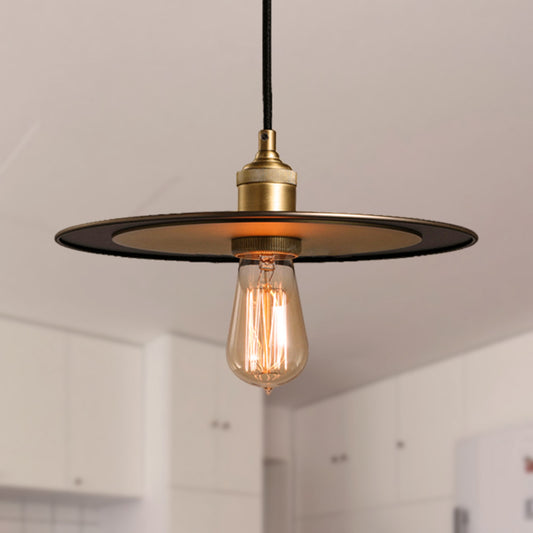 Iron Bronze/Copper Finish Pendant Lighting Flat Shade 1 Light Industrial Ceiling Hanging Lamp for Hallway Bronze Clearhalo 'Art Deco Pendants' 'Cast Iron' 'Ceiling Lights' 'Ceramic' 'Crystal' 'Industrial Pendants' 'Industrial' 'Metal' 'Middle Century Pendants' 'Pendant Lights' 'Pendants' 'Tiffany' Lighting' 250334