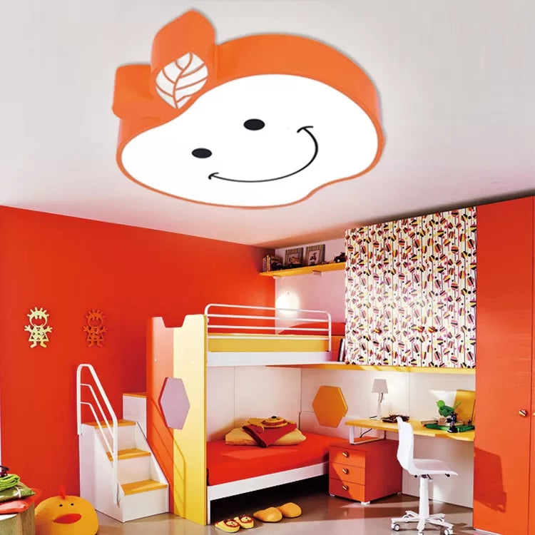 Lovely Smiling Apple Ceiling Light Acrylic Metal Flush Mount Light for Child Bedroom Clearhalo 'Ceiling Lights' 'Close To Ceiling Lights' 'Close to ceiling' 'Flush mount' Lighting' 25036