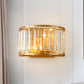 Drum Shaped Wall Sconce Fixture Modern Style Clear Crystal 1 Light Living Room Sconce Lighting in Brass Clearhalo 'Modern wall lights' 'Modern' 'Wall Lamps & Sconces' 'Wall Lights' Lighting' 250361