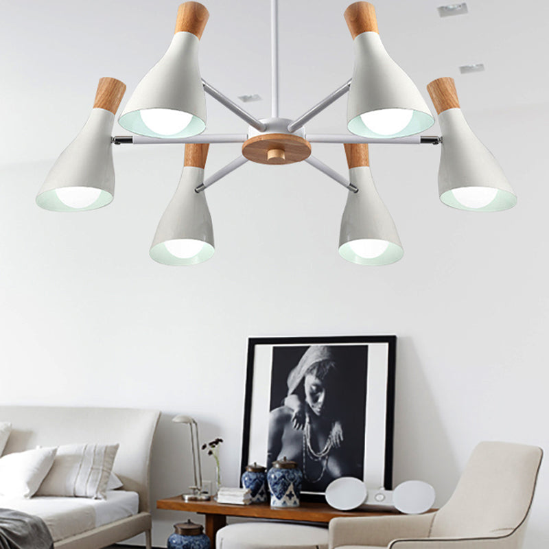 6 Lights Bottle Hanging Light Nordic Style Metal Chandelier for Girls Bedroom Cloth Shop White Clearhalo 'Ceiling Lights' 'Chandeliers' Lighting' options 250366_5d1e511f-172d-4b9d-9626-1799a301c65b