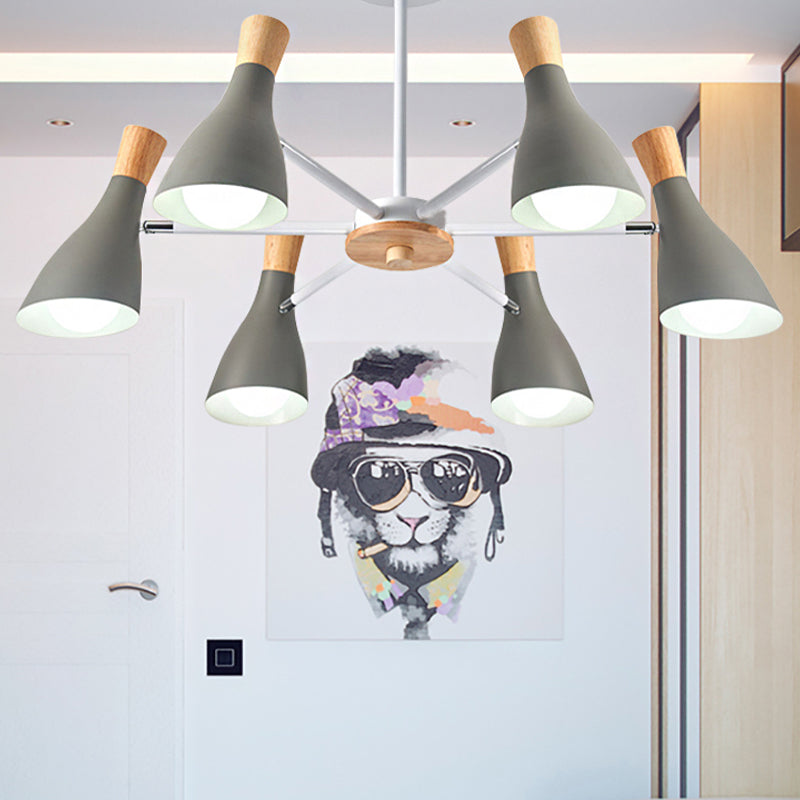 6 Lights Bottle Hanging Light Nordic Style Metal Chandelier for Girls Bedroom Cloth Shop Clearhalo 'Ceiling Lights' 'Chandeliers' Lighting' options 250368