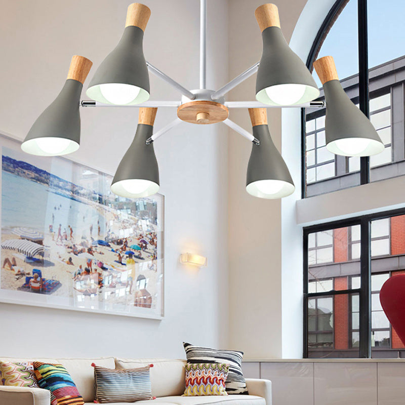 6 Lights Bottle Hanging Light Nordic Style Metal Chandelier for Girls Bedroom Cloth Shop Clearhalo 'Ceiling Lights' 'Chandeliers' Lighting' options 250369