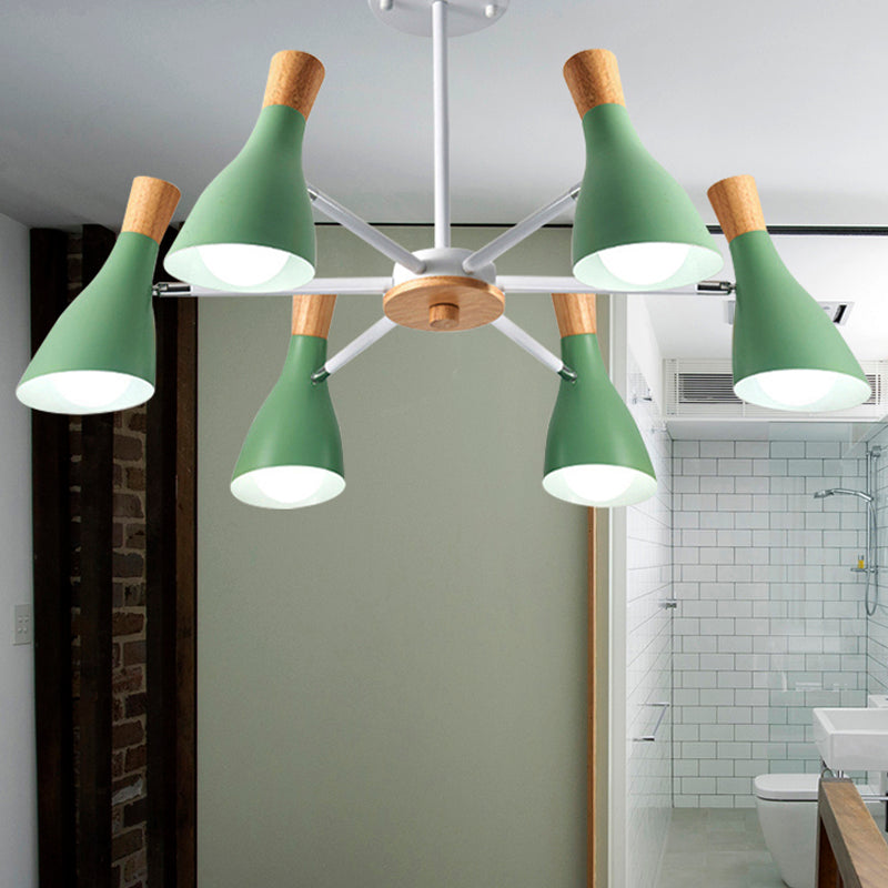 6 Lights Bottle Hanging Light Nordic Style Metal Chandelier for Girls Bedroom Cloth Shop Clearhalo 'Ceiling Lights' 'Chandeliers' Lighting' options 250371