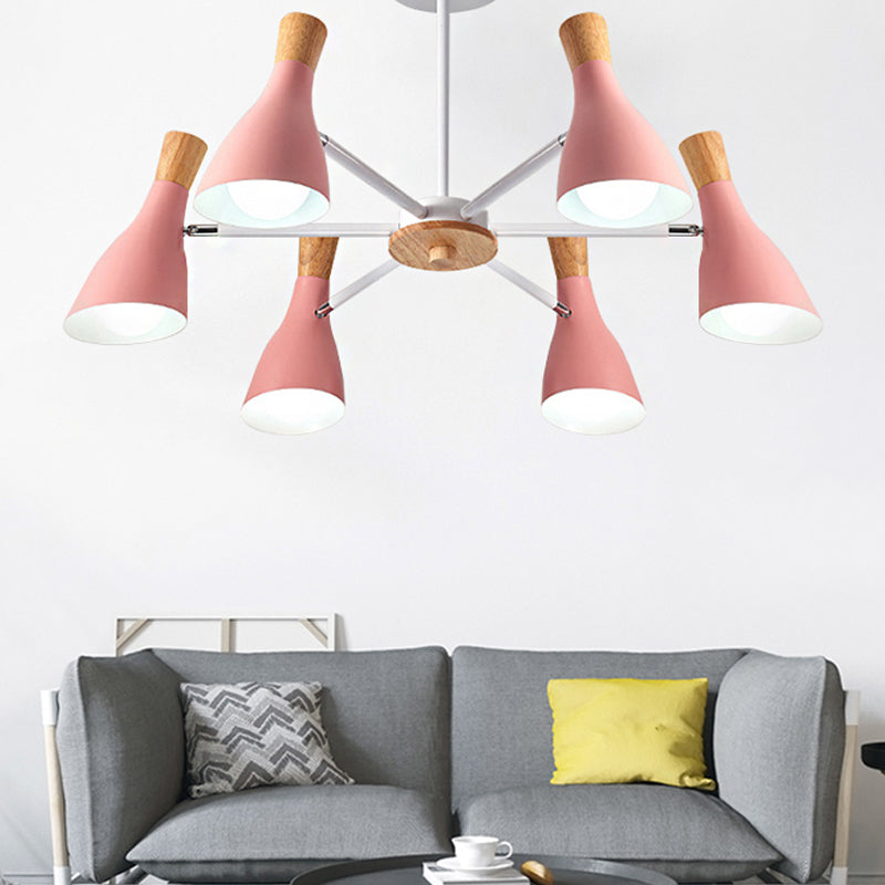 6 Lights Bottle Hanging Light Nordic Style Metal Chandelier for Girls Bedroom Cloth Shop Clearhalo 'Ceiling Lights' 'Chandeliers' Lighting' options 250373