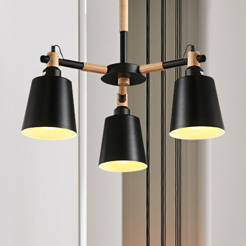 Trapezoid Shade Chandelier Modern Metal & Wood Ceiling Pendant for Child Bedroom Clearhalo 'Ceiling Lights' 'Chandeliers' Lighting' options 250391