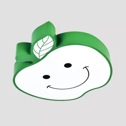 Lovely Smiling Apple Ceiling Light Acrylic Metal Flush Mount Light for Child Bedroom Green Clearhalo 'Ceiling Lights' 'Close To Ceiling Lights' 'Close to ceiling' 'Flush mount' Lighting' 25040
