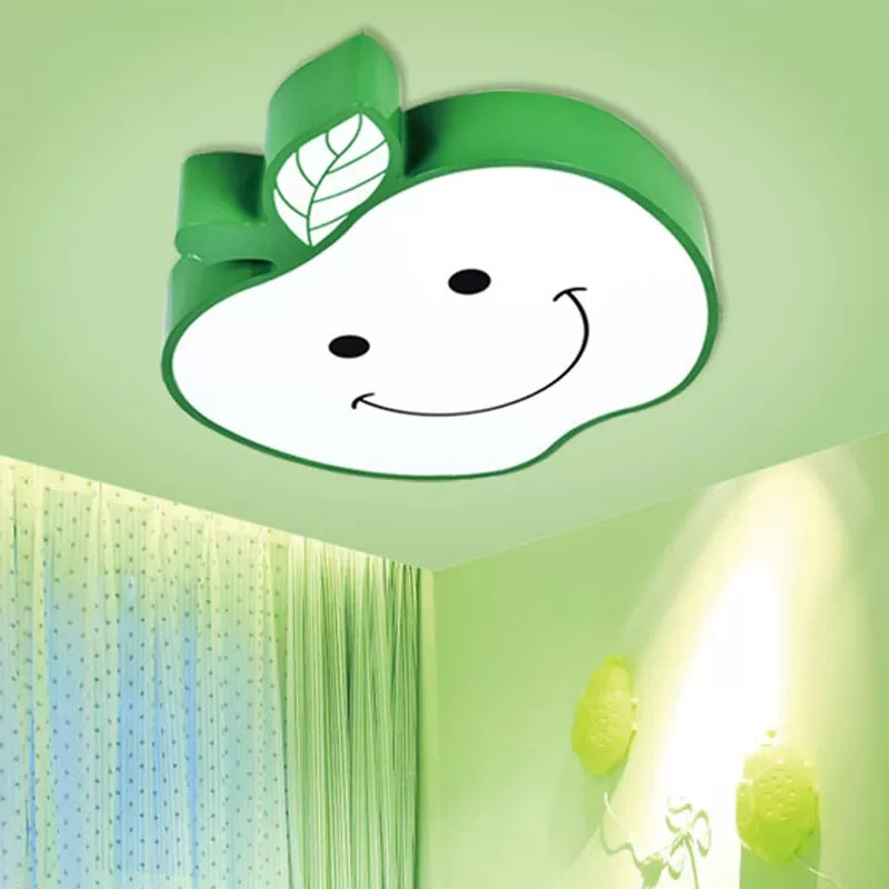 Lovely Smiling Apple Ceiling Light Acrylic Metal Flush Mount Light for Child Bedroom Clearhalo 'Ceiling Lights' 'Close To Ceiling Lights' 'Close to ceiling' 'Flush mount' Lighting' 25042