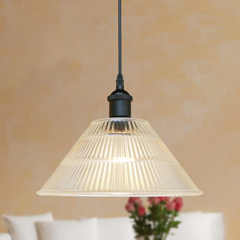 Black Cone Pendant Ceiling Light Modern Prismatic Glass 1 Light Living Room Hanging Lamp for Living Room Clearhalo 'Ceiling Lights' 'Glass shade' 'Glass' 'Industrial Pendants' 'Industrial' 'Middle Century Pendants' 'Pendant Lights' 'Pendants' 'Tiffany' Lighting' 250421