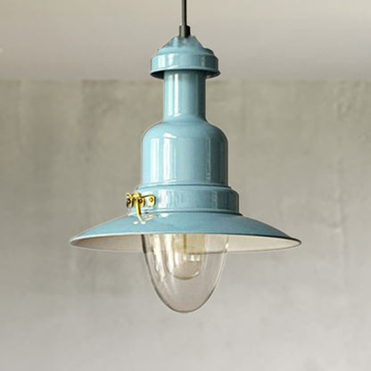Industrial Stylish Saucer Ceiling Fixture 1 Light Metallic Pendant Lighting in Blue/Sky Blue/Yellow for Living Room Sky Blue Clearhalo 'Ceiling Lights' 'Modern Pendants' 'Modern' 'Pendant Lights' 'Pendants' Lighting' 250433