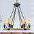 Roped Ring Chandelier Light Fixture Lodge Style 6/8 Heads Kitchen Pendant Lighting with Adjustable Chain in Black 6 Black Clearhalo 'Ceiling Lights' 'Chandeliers' 'Industrial Chandeliers' 'Industrial' 'Middle Century Chandeliers' 'Tiffany' Lighting' 250495