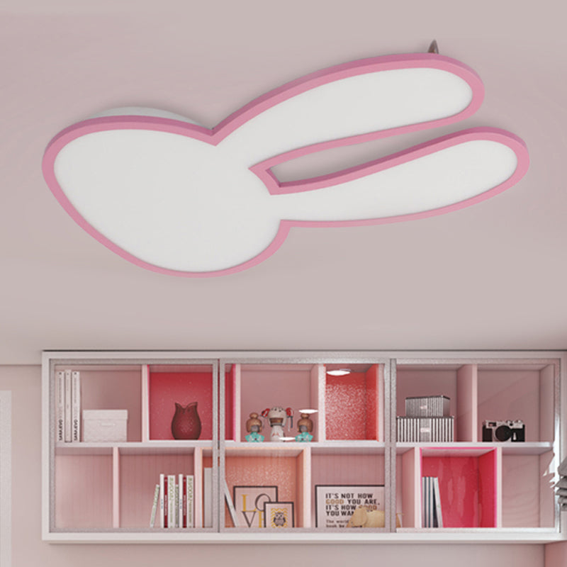 Macaron Loft Bunny Ceiling Lamp Acrylic Eye-Caring LED Ceiling Mount Light for Baby Girl Room Clearhalo 'Ceiling Lights' 'Close To Ceiling Lights' 'Close to ceiling' 'Flush mount' Lighting' 250625