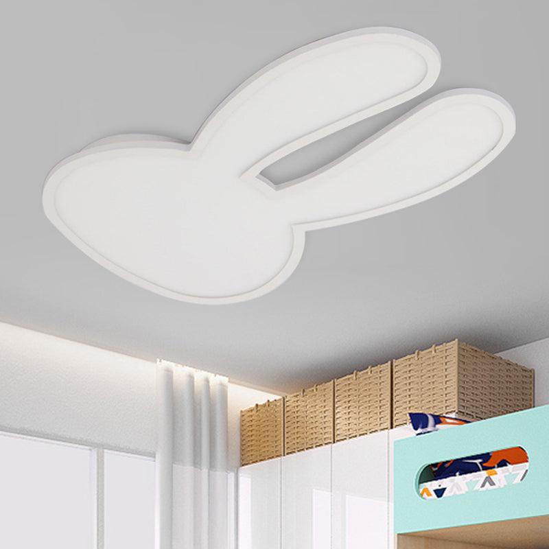Macaron Loft Bunny Ceiling Lamp Acrylic Eye-Caring LED Ceiling Mount Light for Baby Girl Room White Clearhalo 'Ceiling Lights' 'Close To Ceiling Lights' 'Close to ceiling' 'Flush mount' Lighting' 250626