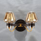2-Light Mushroom Sconce Light Fixture Modern Black Amber Glass Wall Lamp for Living Room Clearhalo 'Cast Iron' 'Glass' 'Industrial' 'Modern wall lights' 'Modern' 'Tiffany' 'Traditional wall lights' 'Wall Lamps & Sconces' 'Wall Lights' Lighting' 250760