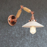 White Glass Conical Wall Sconce Industrial 1 Light Living Room Lighting Fixture with Extendable Arm White Clearhalo 'Cast Iron' 'Glass' 'Industrial wall lights' 'Industrial' 'Middle century wall lights' 'Modern' 'Tiffany' 'Traditional wall lights' 'Wall Lamps & Sconces' 'Wall Lights' Lighting' 250817