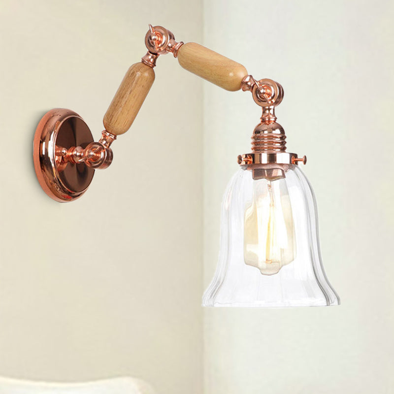 One Bulb Wall Light with Flared Shade Clear Prismatic Glass Farmhouse Bedroom Sconce Lighting Fixture Clear Clearhalo 'Cast Iron' 'Glass' 'Industrial wall lights' 'Industrial' 'Middle century wall lights' 'Modern' 'Tiffany' 'Traditional wall lights' 'Wall Lamps & Sconces' 'Wall Lights' Lighting' 250887