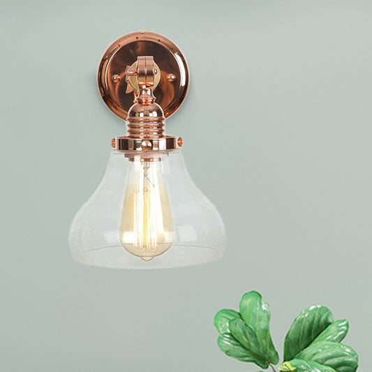 Pear Shaped Living Room Sconce Light Fixture Vintage Clear Glass 1 Light Rose Gold Wall Lamp Clearhalo 'Cast Iron' 'Glass' 'Industrial wall lights' 'Industrial' 'Middle century wall lights' 'Modern' 'Tiffany' 'Traditional wall lights' 'Wall Lamps & Sconces' 'Wall Lights' Lighting' 250916