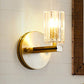 Prismatic Crystal Cylinder Sconce Light Contemporary 1 Light Wall Mount Light in Brass Clearhalo 'Modern wall lights' 'Modern' 'Wall Lamps & Sconces' 'Wall Lights' Lighting' 251090