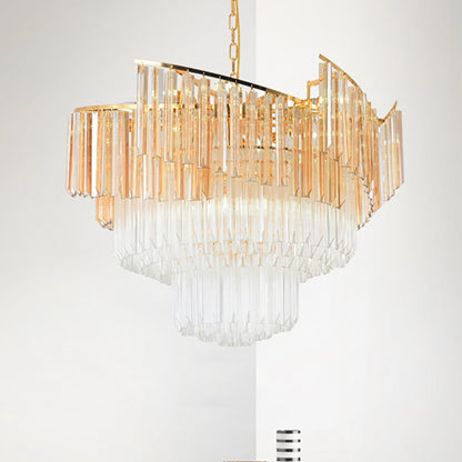 LED Tiered Chandelier Light Contemporary Crystal Hanging Ceiling Light in Gold for Bedroom Gold Clearhalo 'Ceiling Lights' 'Chandeliers' 'Modern Chandeliers' 'Modern' Lighting' 251235