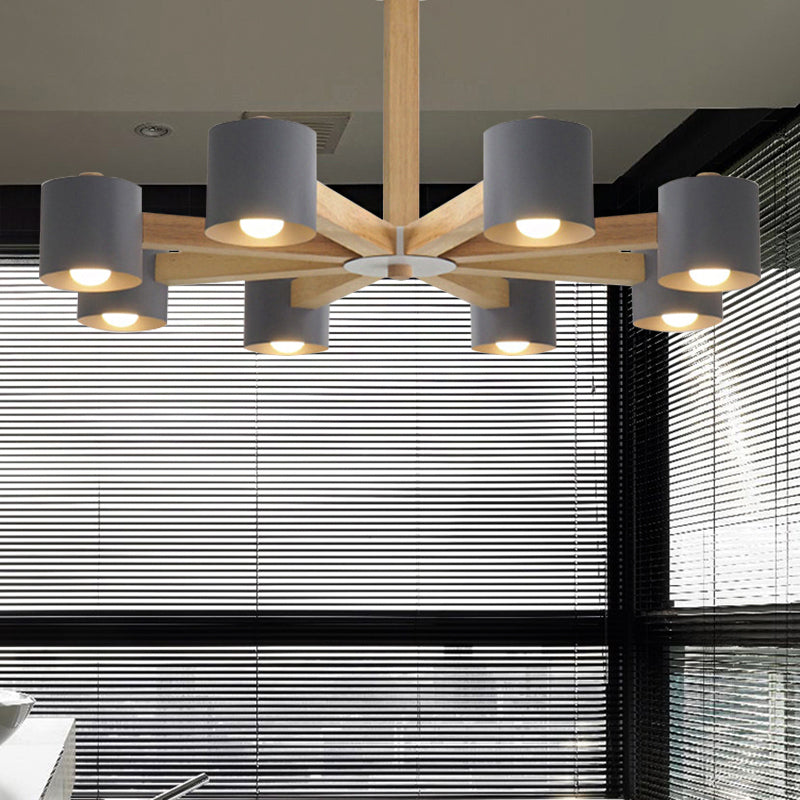 Cylindrical Shade Kid Bedroom Chandelier Wood Modern Style Ceiling Pendant Light Clearhalo 'Ceiling Lights' 'Chandeliers' Lighting' options 251262