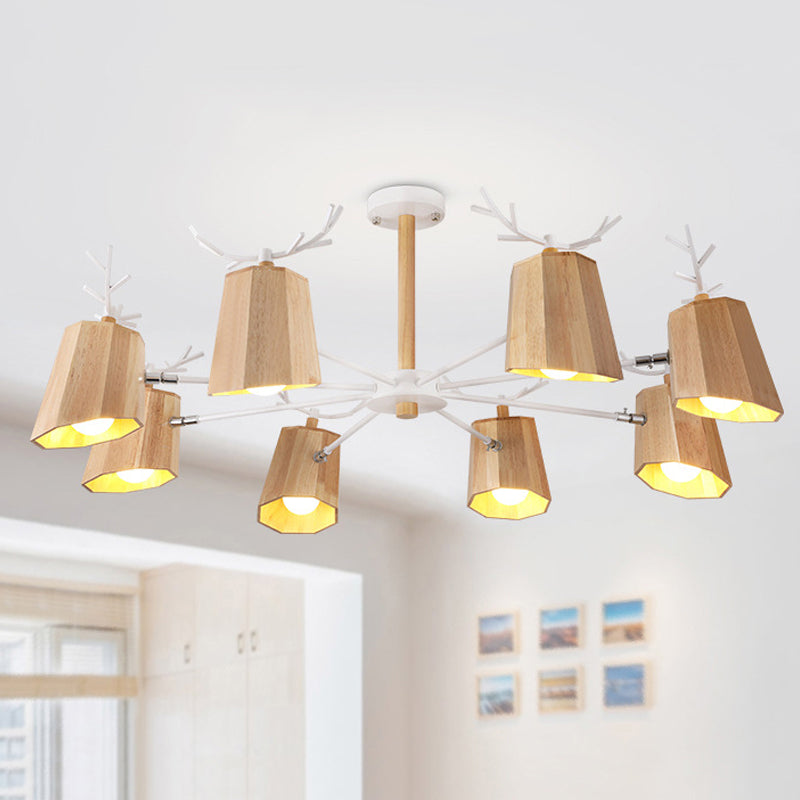 Modern Nordic Deer Horn Pendant Ceiling Light Wooden Hanging Pendant Lights for Living Room in Beige Clearhalo 'Ceiling Lights' 'Chandeliers' Lighting' options 251362