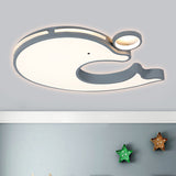 Acrylic Performing Dolphin Ceiling Light Animal LED Flush Mount Light for Baby Room Kindergarten Grey Clearhalo 'Ceiling Lights' 'Close To Ceiling Lights' 'Close to ceiling' 'Flush mount' Lighting' 251399