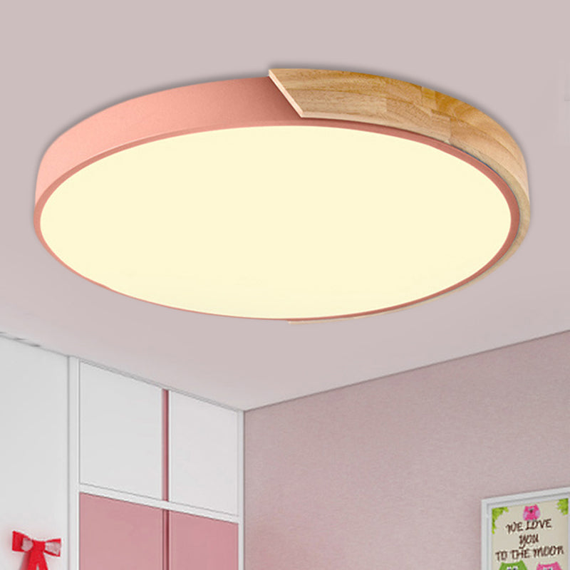 Macaron Loft Circle Flush Ceiling Light Acrylic LED Ceiling Lamp for Kindergarten Pink Warm Clearhalo 'Ceiling Lights' 'Close To Ceiling Lights' 'Close to ceiling' 'Flush mount' Lighting' 251402