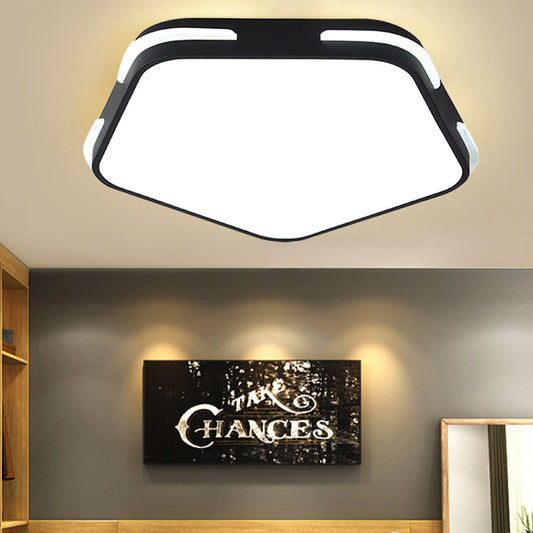 Living Room Pentagon Ceiling Light Fixture Acrylic Simple Style Flush Mount Fixture Black Remote Control Stepless Dimming Clearhalo 'Ceiling Lights' 'Close To Ceiling Lights' 'Close to ceiling' 'Flush mount' Lighting' 251429