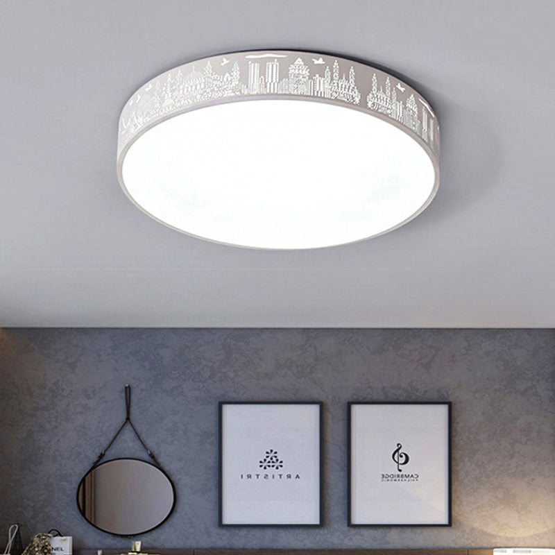 Kid Bedroom Etched Round Ceiling Light Acrylic Metal Macaron Loft Ceiling Mount Light Clearhalo 'Ceiling Lights' 'Close To Ceiling Lights' 'Close to ceiling' 'Flush mount' Lighting' 251453