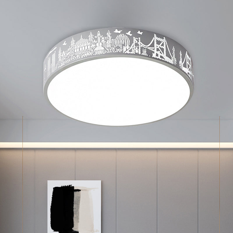 Kid Bedroom Etched Round Ceiling Light Acrylic Metal Macaron Loft Ceiling Mount Light Clearhalo 'Ceiling Lights' 'Close To Ceiling Lights' 'Close to ceiling' 'Flush mount' Lighting' 251454