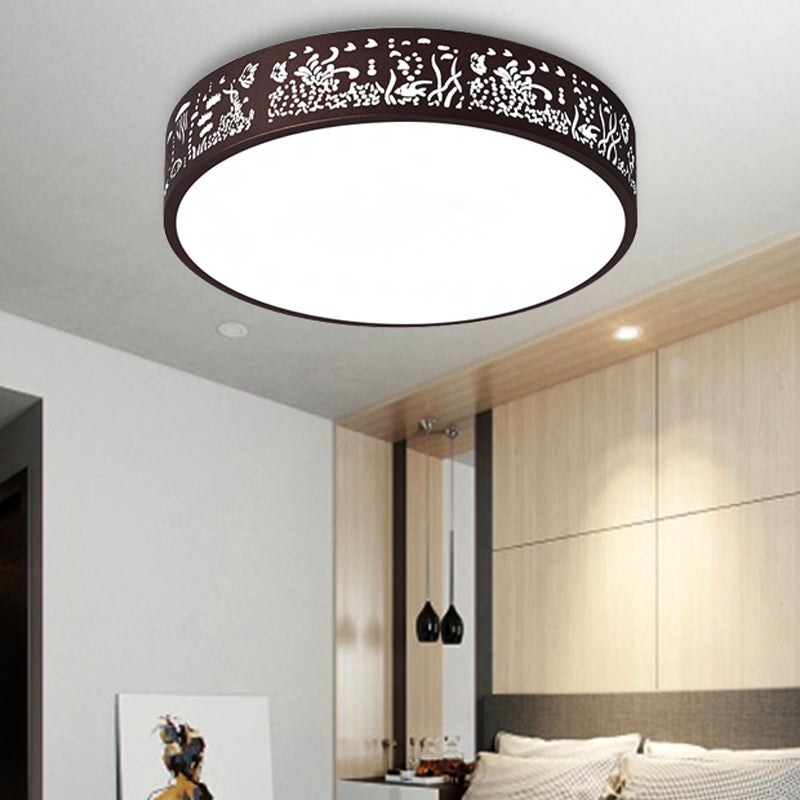 Kid Bedroom Etched Round Ceiling Light Acrylic Metal Macaron Loft Ceiling Mount Light Brown Clearhalo 'Ceiling Lights' 'Close To Ceiling Lights' 'Close to ceiling' 'Flush mount' Lighting' 251455