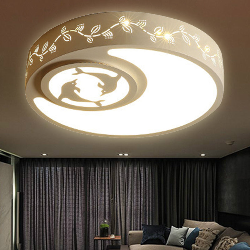 Art Deco Flush Mount Ceiling Light Acrylic Ceiling Light Fixture in White for Kid Bedroom Clearhalo 'Ceiling Lights' 'Close To Ceiling Lights' 'Close to ceiling' 'Flush mount' Lighting' 251471