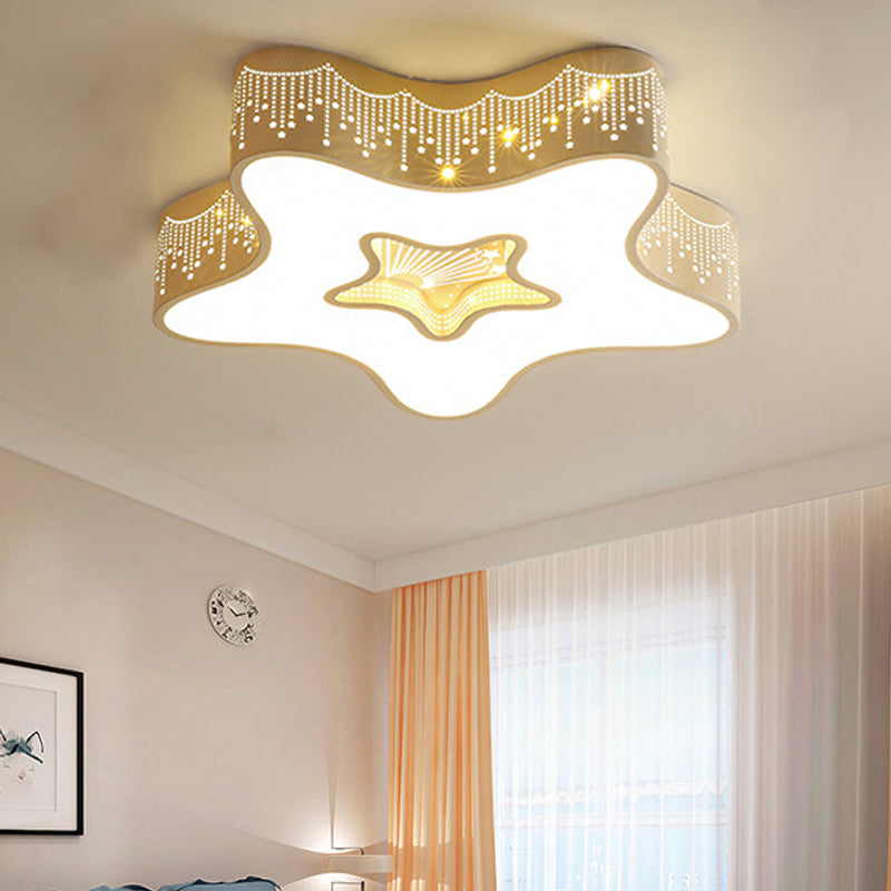Art Deco Flush Mount Ceiling Light Acrylic Ceiling Light Fixture in White for Kid Bedroom White B Clearhalo 'Ceiling Lights' 'Close To Ceiling Lights' 'Close to ceiling' 'Flush mount' Lighting' 251472