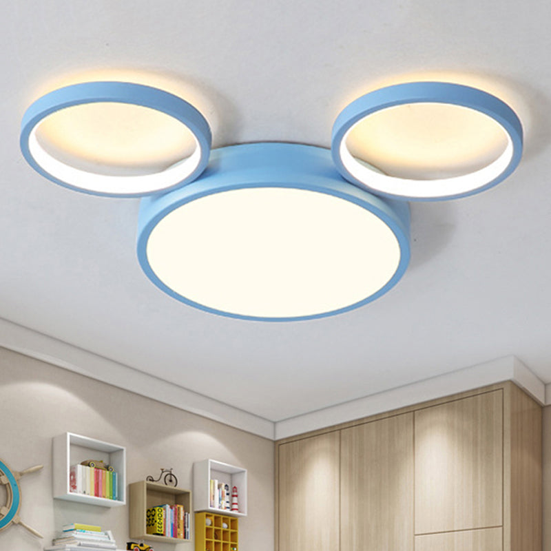 Mouse Kids Bedroom Flush Mount Light Acrylic Nordic Style Candy Colored Ceiling Lamp Blue Warm Clearhalo 'Ceiling Lights' 'Close To Ceiling Lights' 'Close to ceiling' 'Flush mount' Lighting' 251555