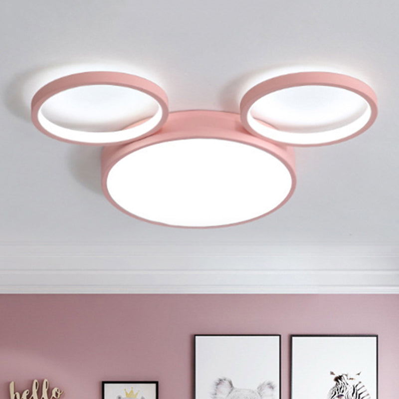 Mouse Kids Bedroom Flush Mount Light Acrylic Nordic Style Candy Colored Ceiling Lamp Pink White Clearhalo 'Ceiling Lights' 'Close To Ceiling Lights' 'Close to ceiling' 'Flush mount' Lighting' 251556