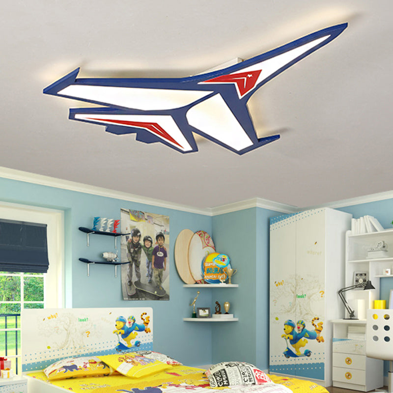 Boys Bedroom Airplane Flush Ceiling Light Acrylic Contemporary Cool Blue Ceiling Lamp Blue Pointed Clearhalo 'Ceiling Lights' 'Close To Ceiling Lights' 'Close to ceiling' 'Flush mount' Lighting' 251605