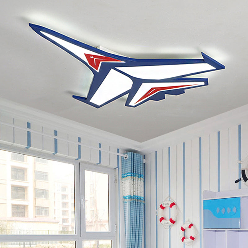 Boys Bedroom Airplane Flush Ceiling Light Acrylic Contemporary Cool Blue Ceiling Lamp Blue White Pointed Clearhalo 'Ceiling Lights' 'Close To Ceiling Lights' 'Close to ceiling' 'Flush mount' Lighting' 251606