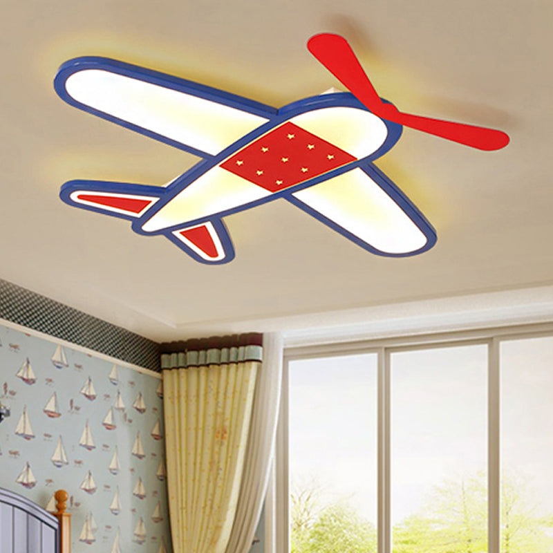 Boys Bedroom Airplane Flush Ceiling Light Acrylic Contemporary Cool Blue Ceiling Lamp Blue Warm Rounded Clearhalo 'Ceiling Lights' 'Close To Ceiling Lights' 'Close to ceiling' 'Flush mount' Lighting' 251607