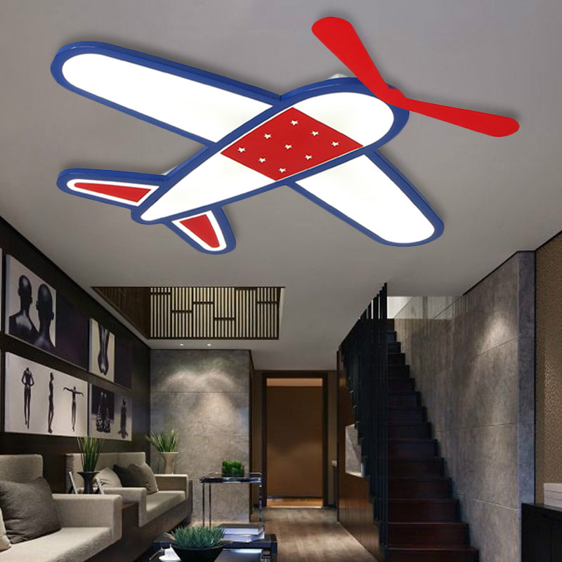 Boys Bedroom Airplane Flush Ceiling Light Acrylic Contemporary Cool Blue Ceiling Lamp Blue Rounded Clearhalo 'Ceiling Lights' 'Close To Ceiling Lights' 'Close to ceiling' 'Flush mount' Lighting' 251608