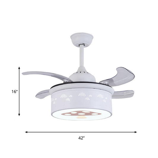 One Light Round Ceiling Fixture with 4 Blades Modern Acrylic Ceiling Fan in White for Teen Clearhalo 'Ceiling Fans with Lights' 'Ceiling Fans' 'Kids Ceiling Fans' 'Kids' Lighting' 251641