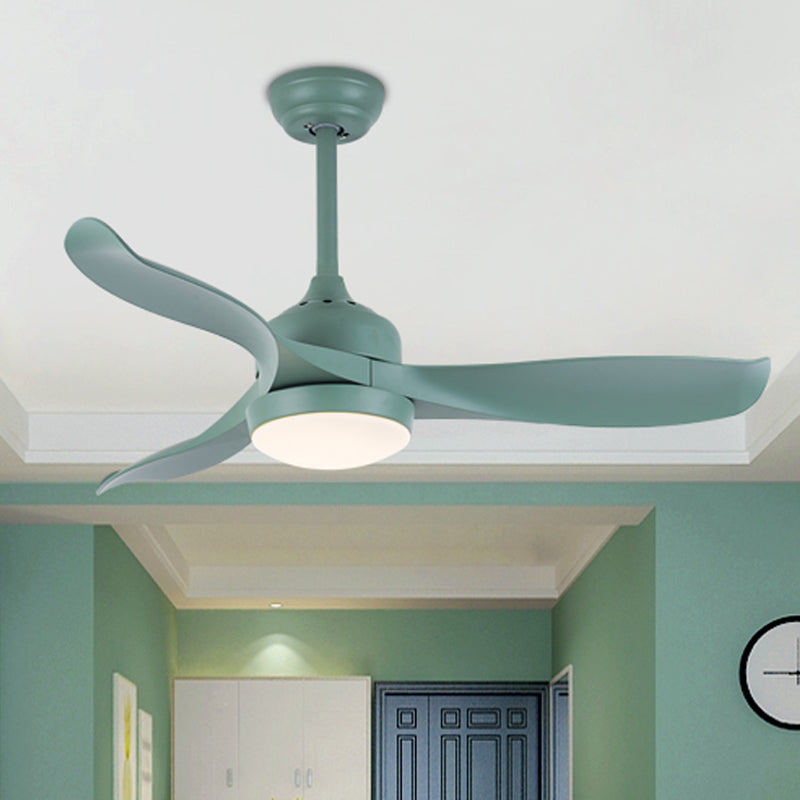 Living Room Semi Flush Mount Light with 3 Blades Metal Macaron Loft Ceiling Fan in Green Green Multi-Speed Clearhalo 'Ceiling Fans with Lights' 'Ceiling Fans' 'Kids Ceiling Fans' 'Kids' Lighting' 251643