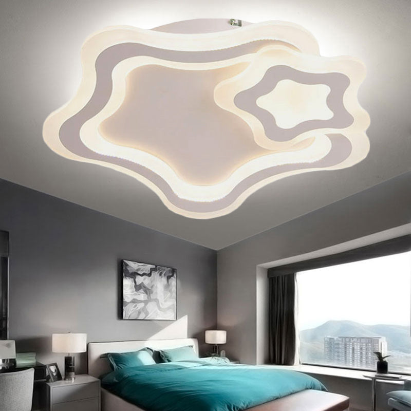 Designer Flush Mount Ceiling Light with Star Acrylic LED Flush Ceiling Lights for Bedroom White Star Clearhalo 'Ceiling Lights' 'Close To Ceiling Lights' 'Close to ceiling' 'Flush mount' Lighting' 251694