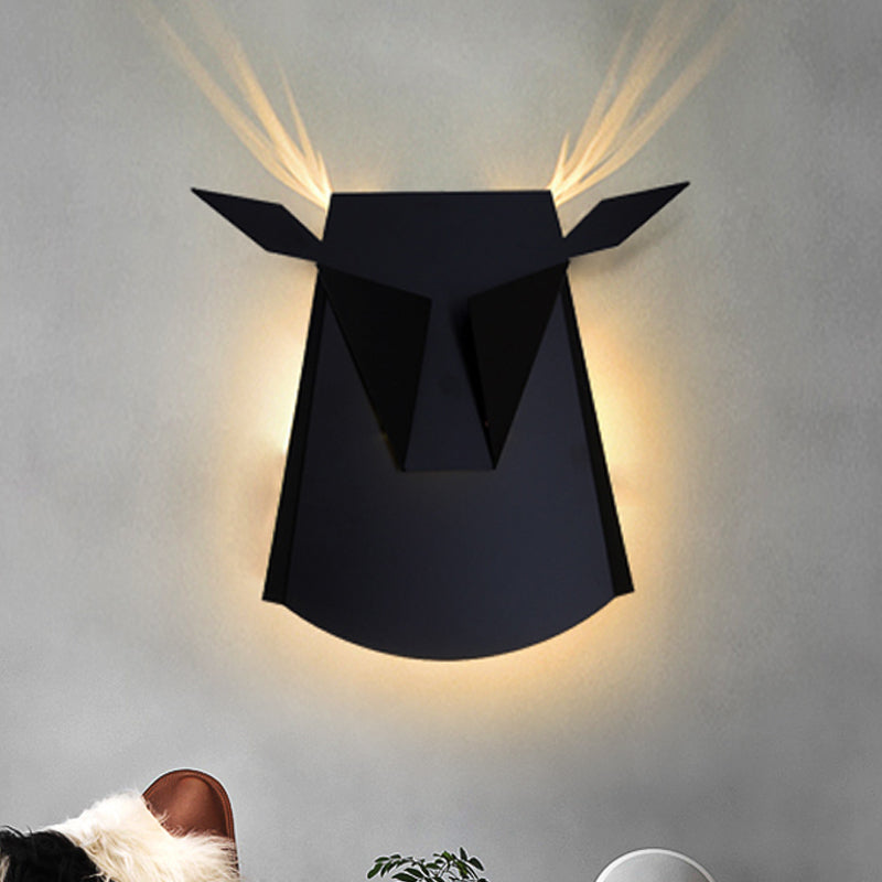 Metal Ox Head Wall Light Kitchen Living Room Animal Sconce Light with Warm Lighting Black Clearhalo 'Wall Lamps & Sconces' 'Wall Lights' Lighting' 251723