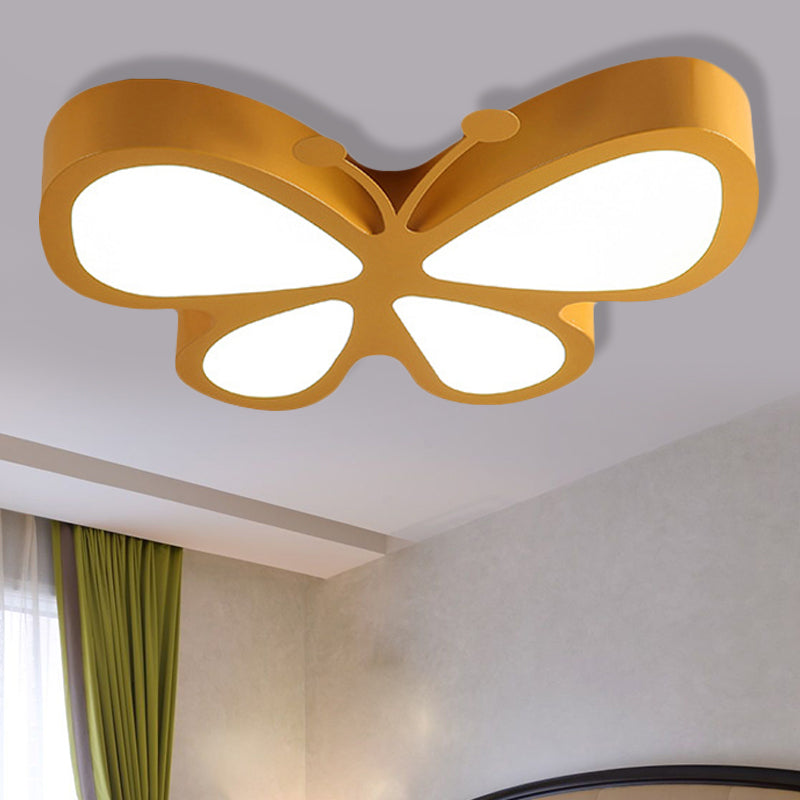 Lovely Kids Butterfly Ceiling Lamp Metal Macaron Colored LED Ceiling Light Clearhalo 'Ceiling Lights' 'Close To Ceiling Lights' 'Close to ceiling' 'Flush mount' 'Industrial Flush Mount' Lighting' 251774