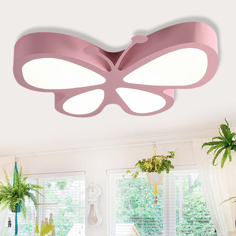 Lovely Kids Butterfly Ceiling Lamp Metal Macaron Colored LED Ceiling Light Clearhalo 'Ceiling Lights' 'Close To Ceiling Lights' 'Close to ceiling' 'Flush mount' 'Industrial Flush Mount' Lighting' 251776