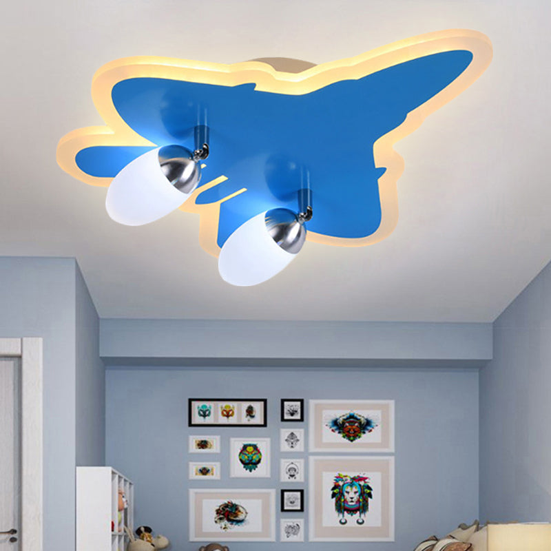 Cartoon Airplane Flush Mount Ceiling Light Acrylic Ceiling Light Fixture in Blue for Kindergarten 2 Blue Clearhalo 'Ceiling Lights' 'Close To Ceiling Lights' 'Close to ceiling' Lighting' 251782