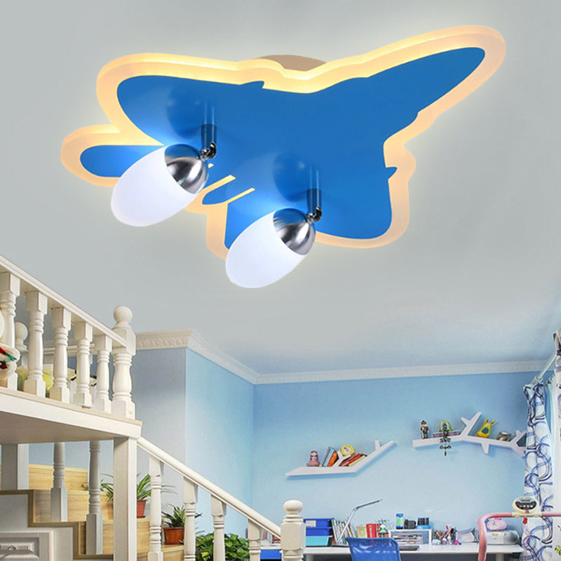 Cartoon Airplane Flush Mount Ceiling Light Acrylic Ceiling Light Fixture in Blue for Kindergarten Clearhalo 'Ceiling Lights' 'Close To Ceiling Lights' 'Close to ceiling' Lighting' 251783