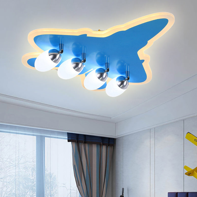 Cartoon Airplane Flush Mount Ceiling Light Acrylic Ceiling Light Fixture in Blue for Kindergarten 4 Blue Clearhalo 'Ceiling Lights' 'Close To Ceiling Lights' 'Close to ceiling' Lighting' 251784