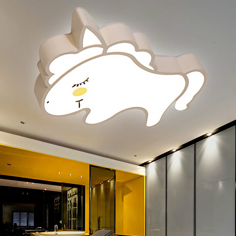 Kindergarten Animal Flush Mount Ceiling Light Acrylic Cartoon LED Ceiling Light Fixture in White Clearhalo 'Ceiling Lights' 'Close To Ceiling Lights' 'Close to ceiling' 'Flush mount' Lighting' 251792