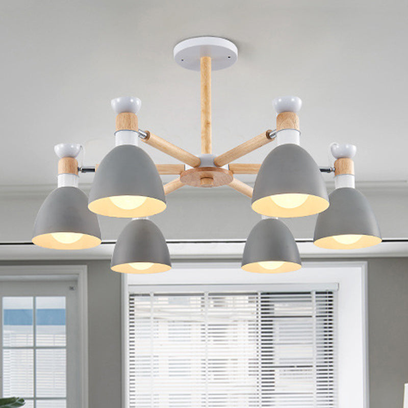 Macaroon Dome Hanging Light Fixture 6 Bulbs Hanging Lamp for Living Room Grey Clearhalo 'Ceiling Lights' 'Chandeliers' Lighting' options 251802_e9ffedb4-5704-4e41-a6c9-e9f4d26b63ab